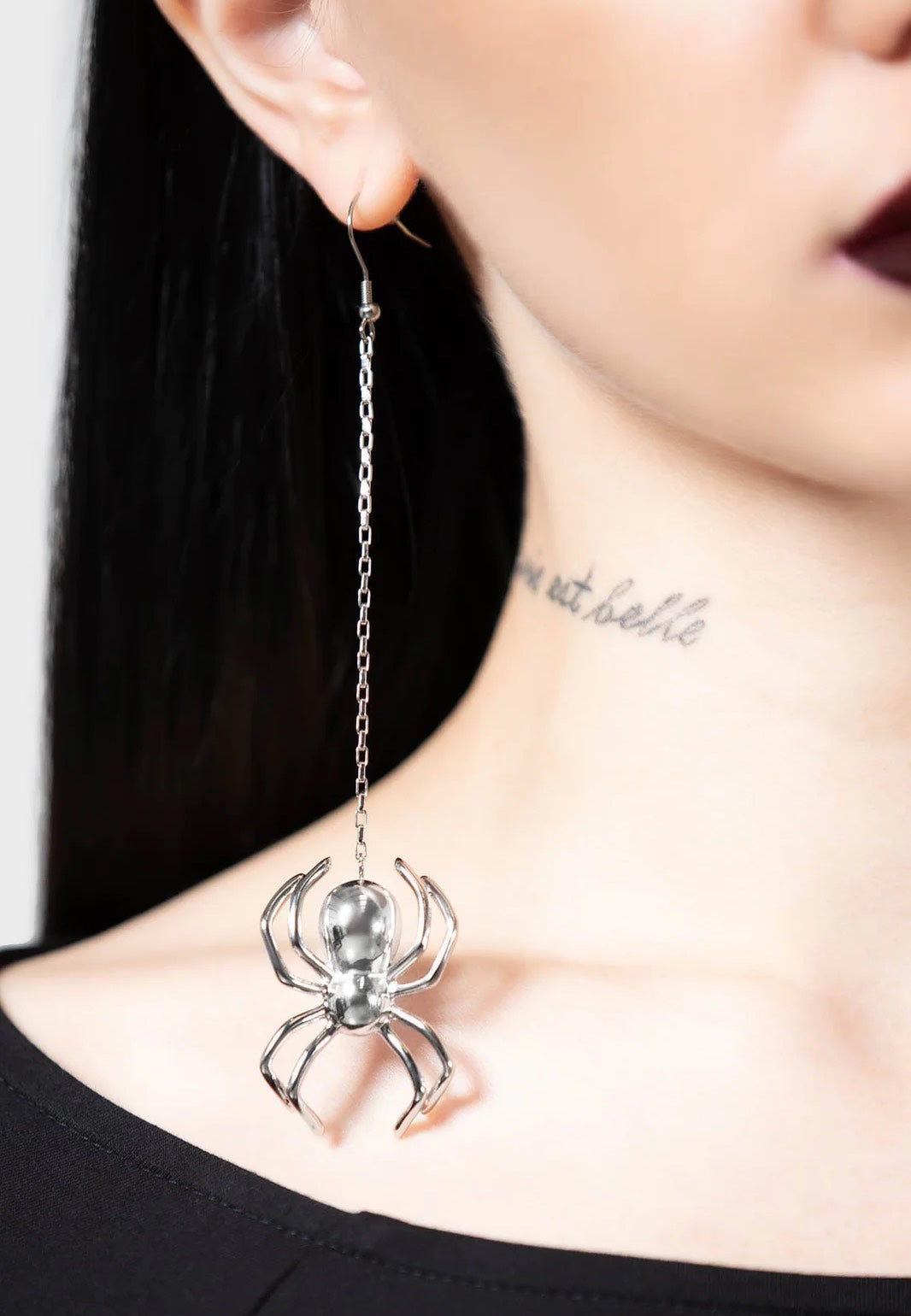 Killstar - Vicious Web Hoop Silver - Earrings | Neutral-Image