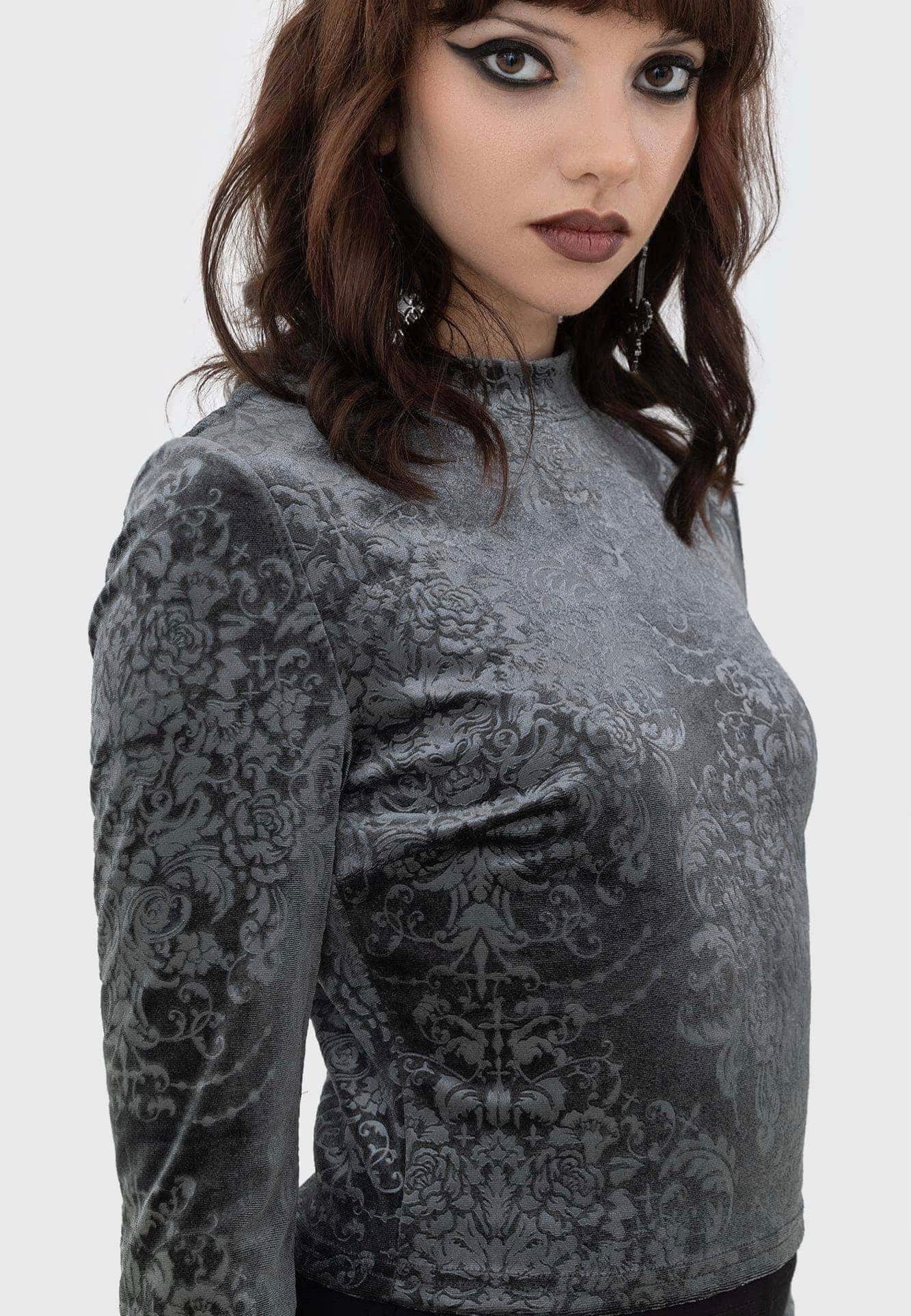 Killstar - Vigil Crop Grey - Top | Women-Image