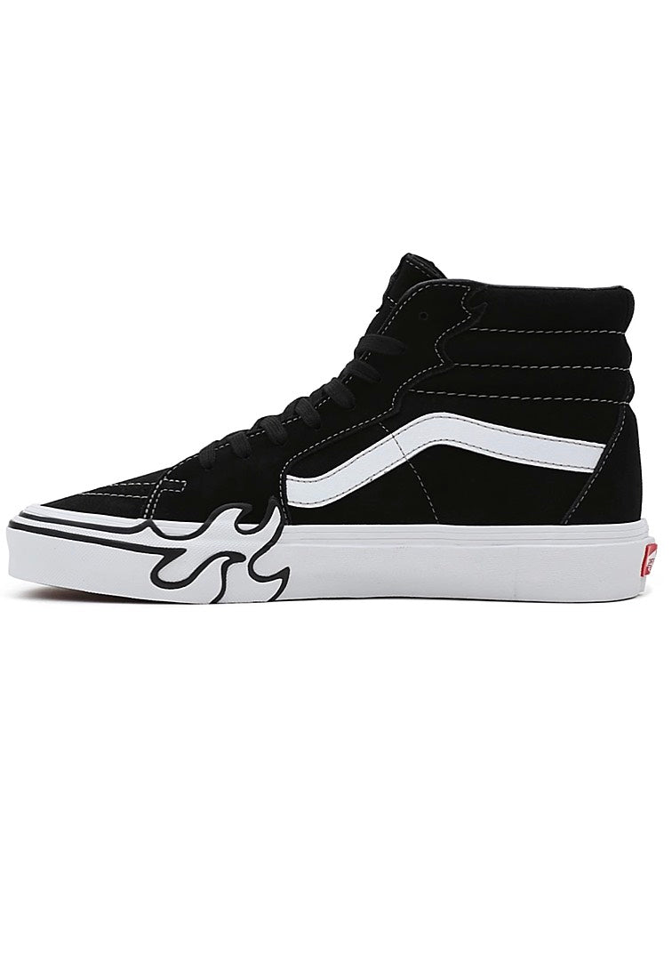 Vans - Sk8 Hi Flame Suede Black/White - Shoes | Men-Image