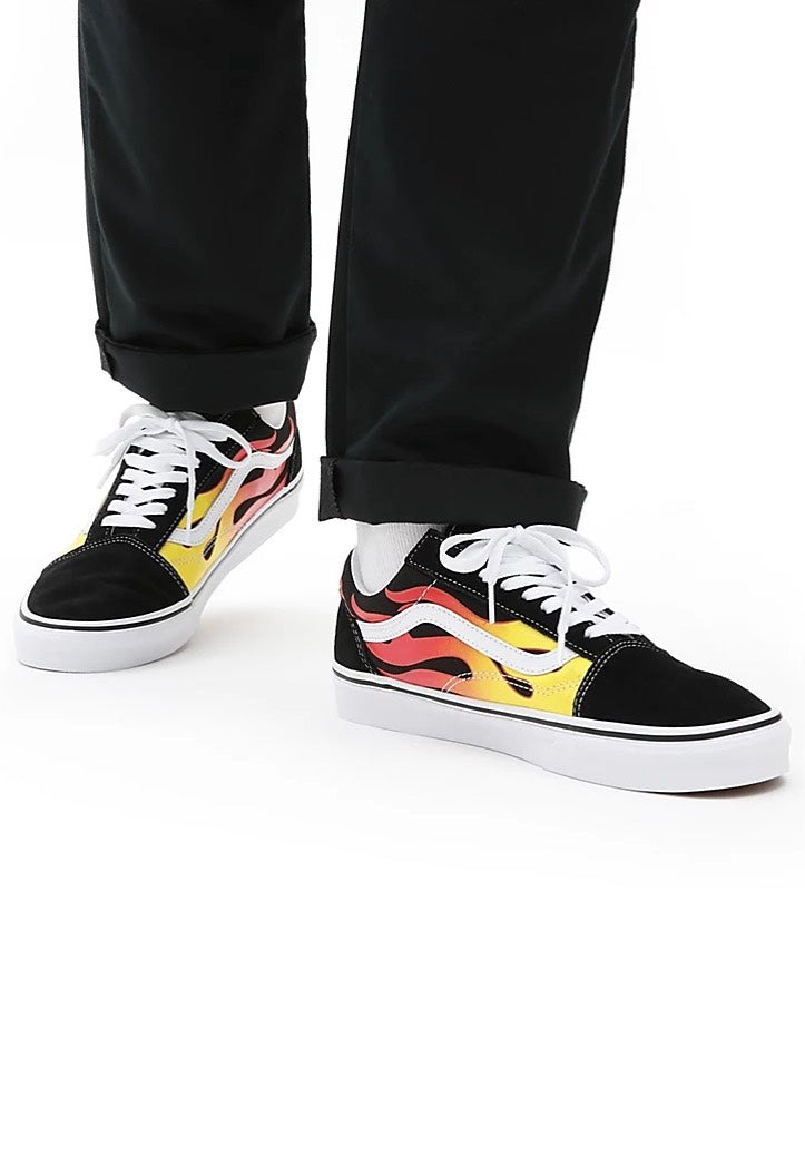 Vans - Old Skool (Flame) Black/Black/True White - Shoes | Men-Image