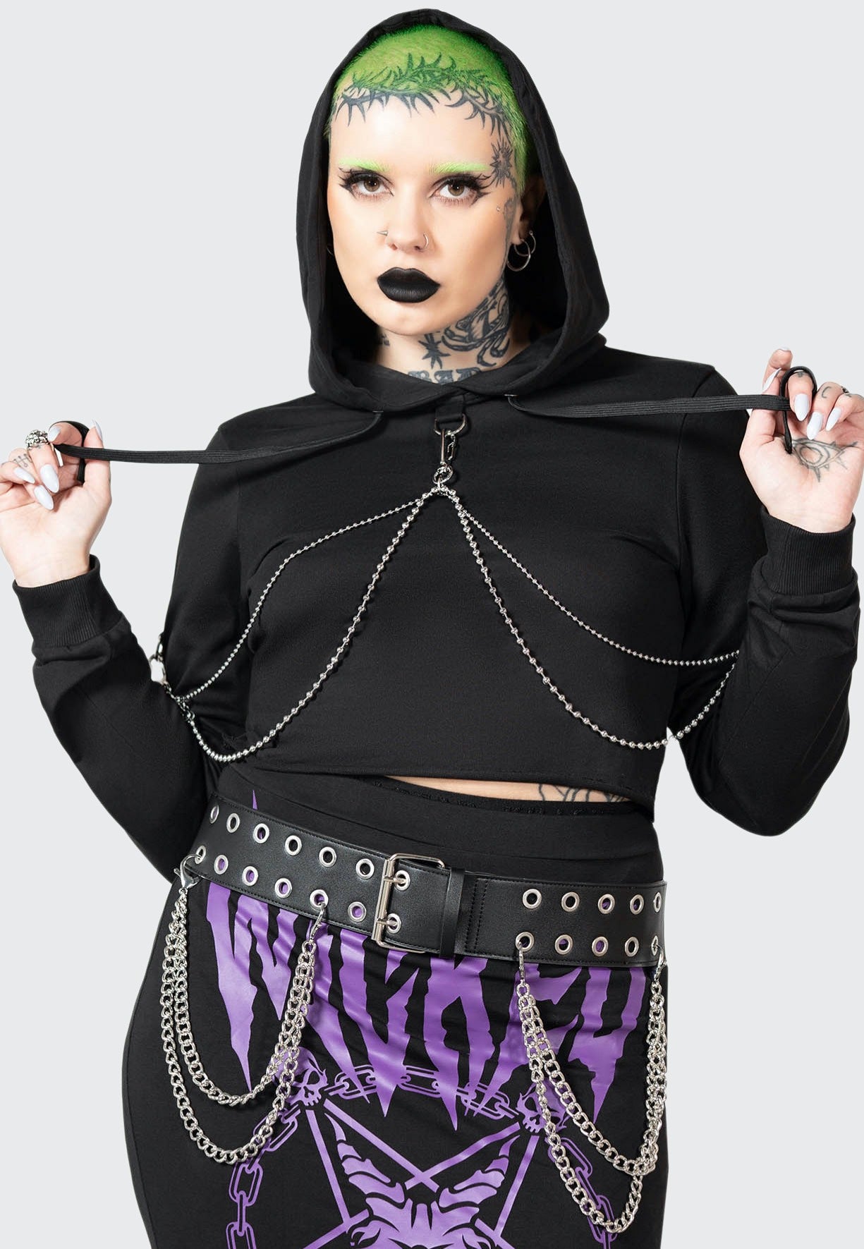 Killstar - Wicked Crop Crew Black - Hoodie | Women-Image