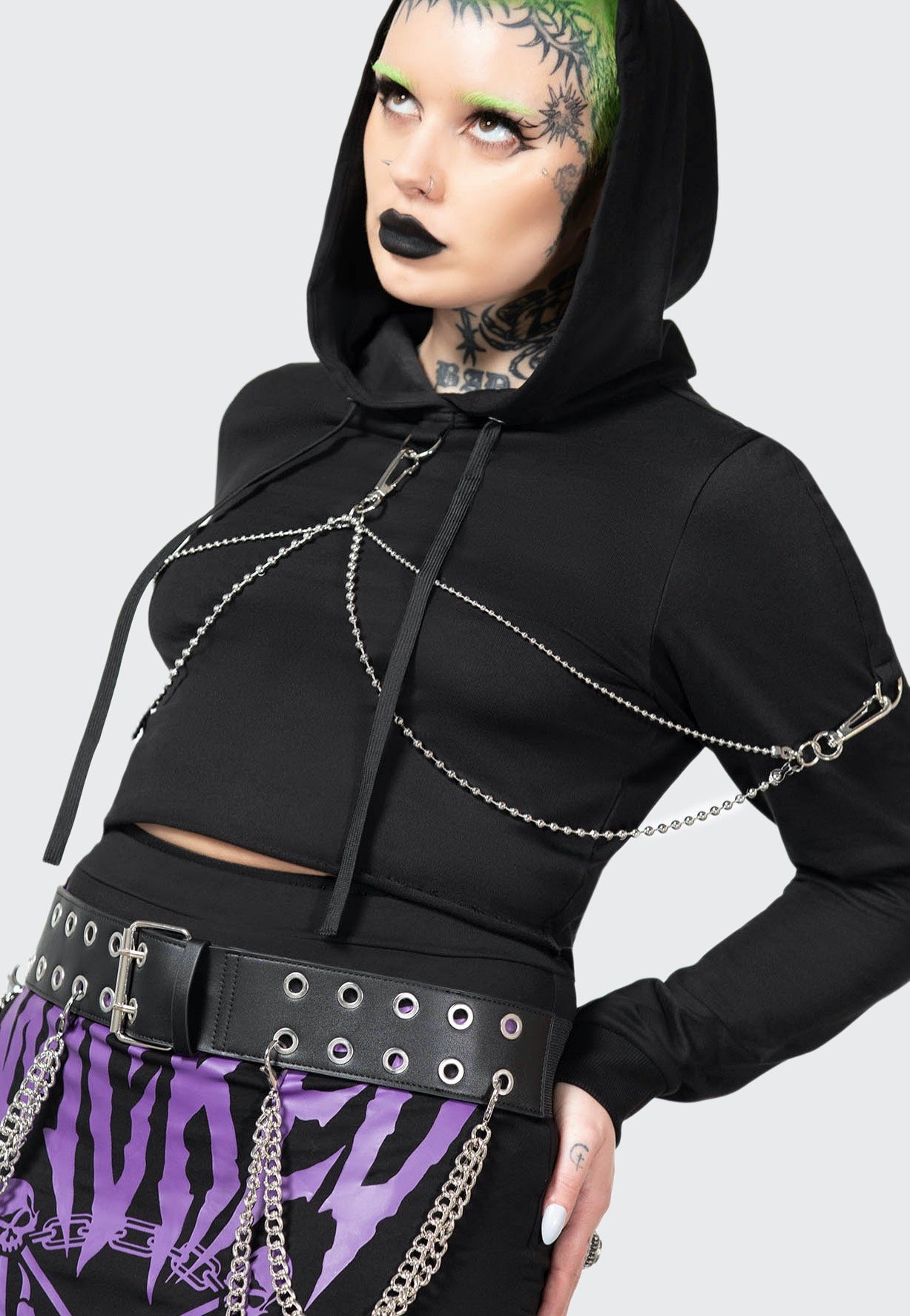 Killstar - Wicked Crop Crew Black - Hoodie | Women-Image