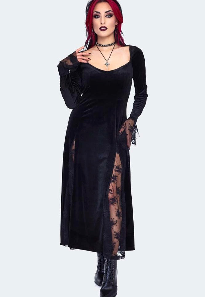 Jawbreaker - Witchy Velvet Maxi Black - Dress | Women-Image