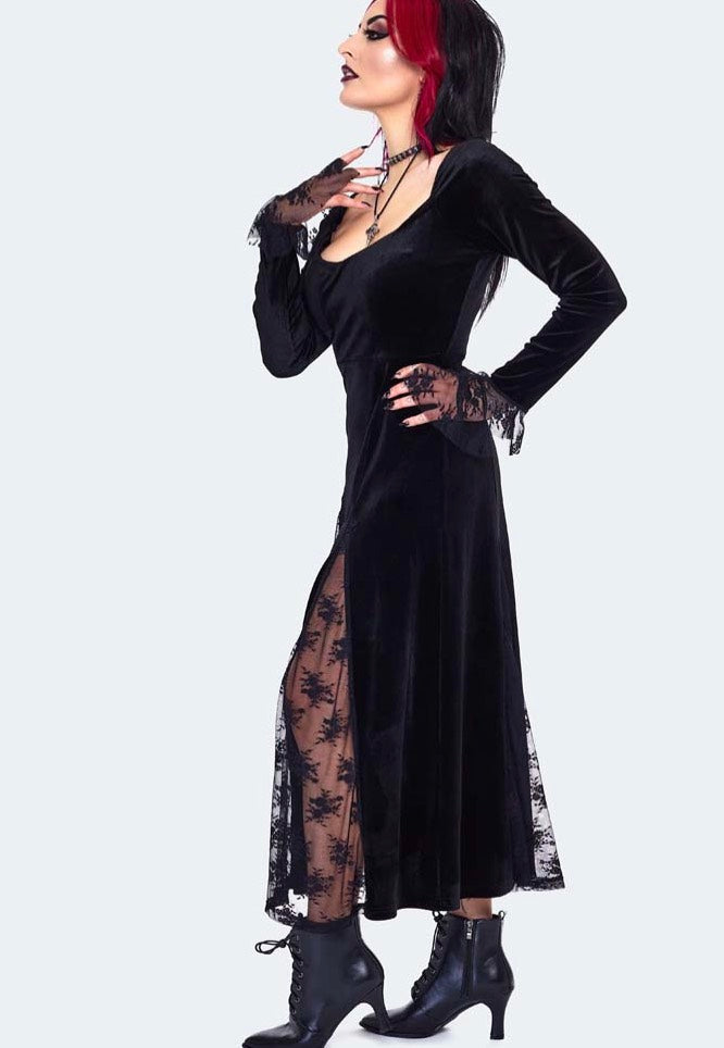 Jawbreaker - Witchy Velvet Maxi Black - Dress | Women-Image