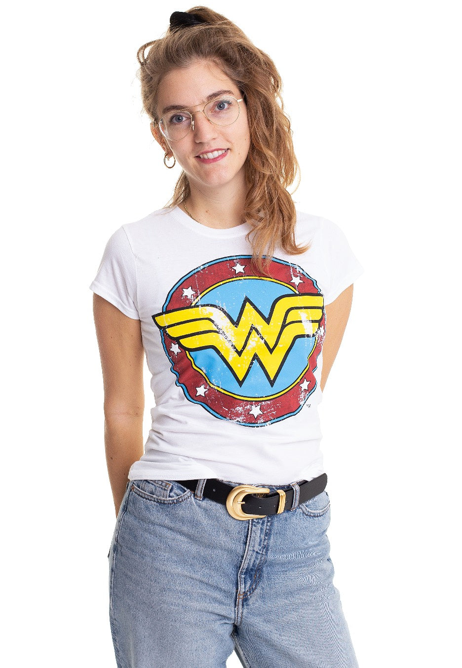 Wonder Woman - Distressed Logo White - Girly | Women-Image