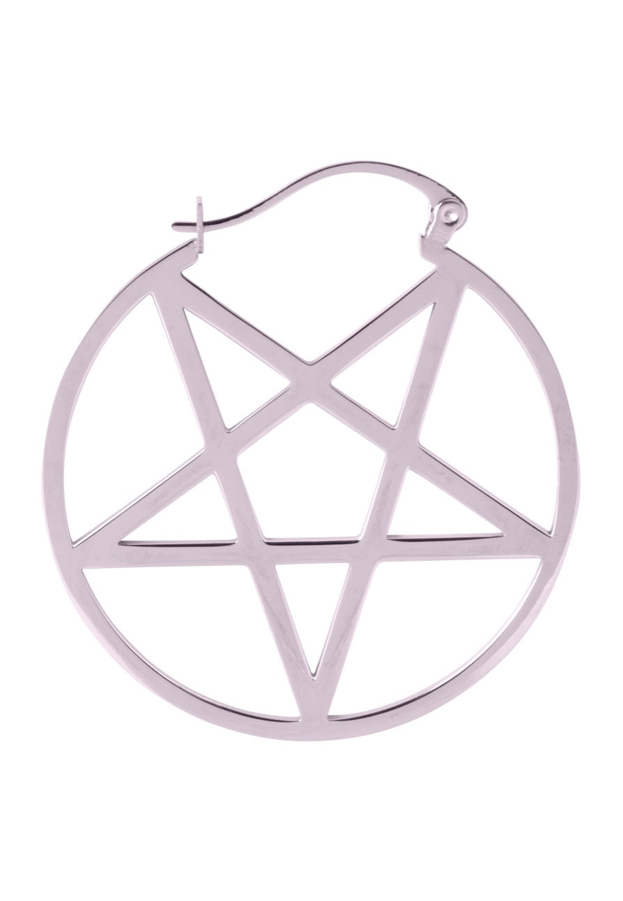 Wildcat - Small Pentagram Hoops (Pair) Silver - Earrings | Neutral-Image