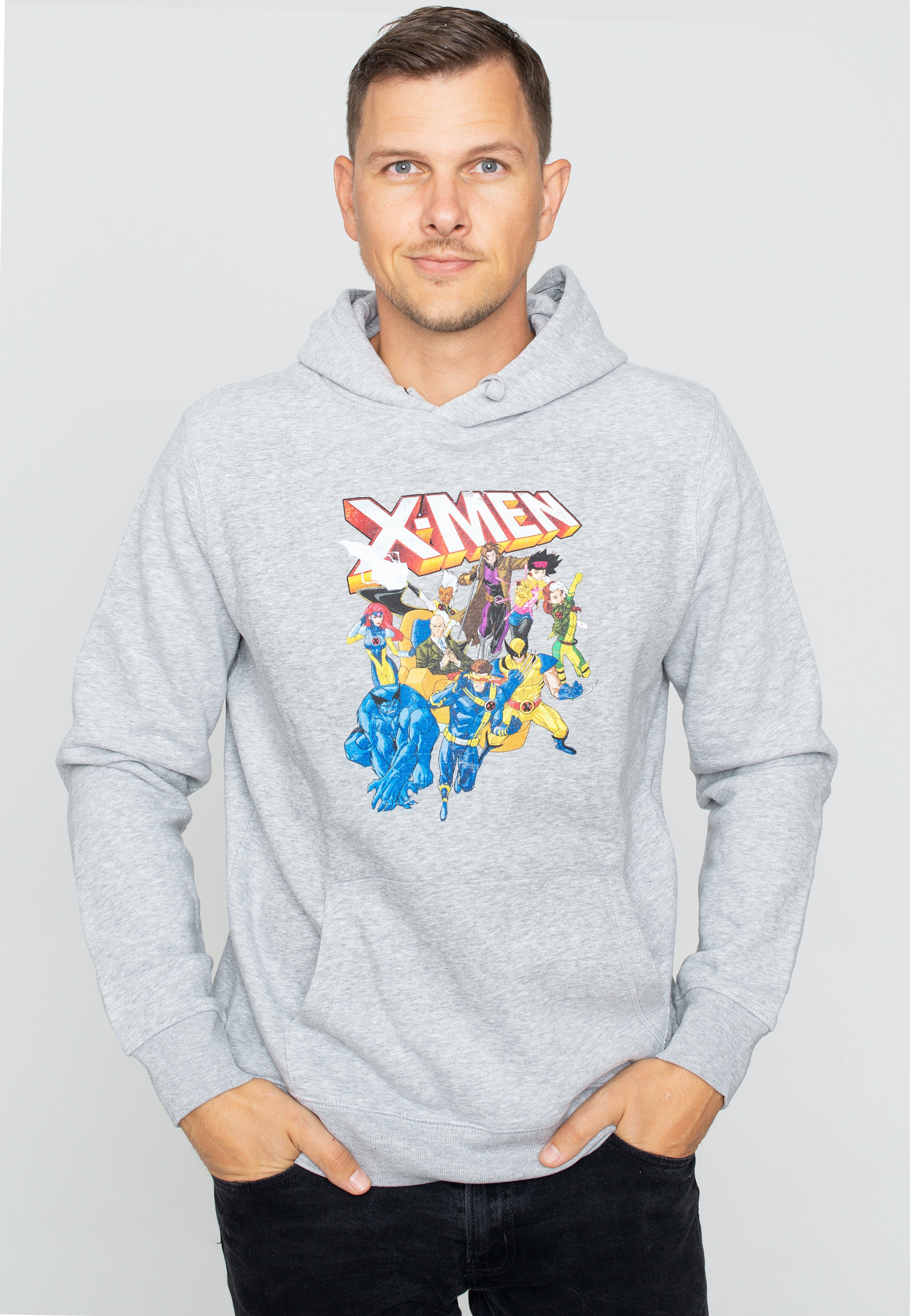 X-Men - Distressed Group Shot Heather Grey - Hoodie | Men-Image