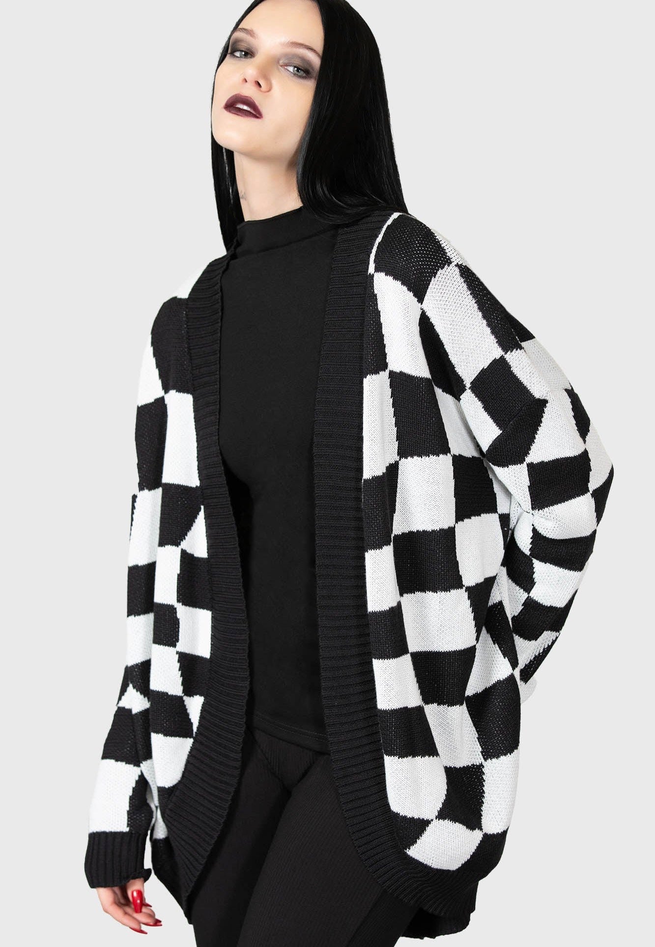 Killstar - Your Move Check Black/ White - Cardigan | Women-Image