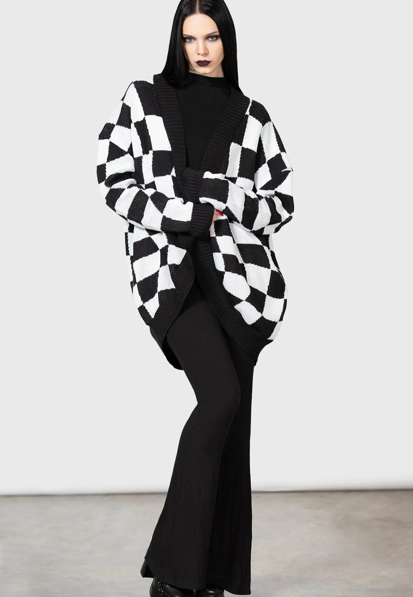 Killstar - Your Move Check Black/ White - Cardigan | Women-Image