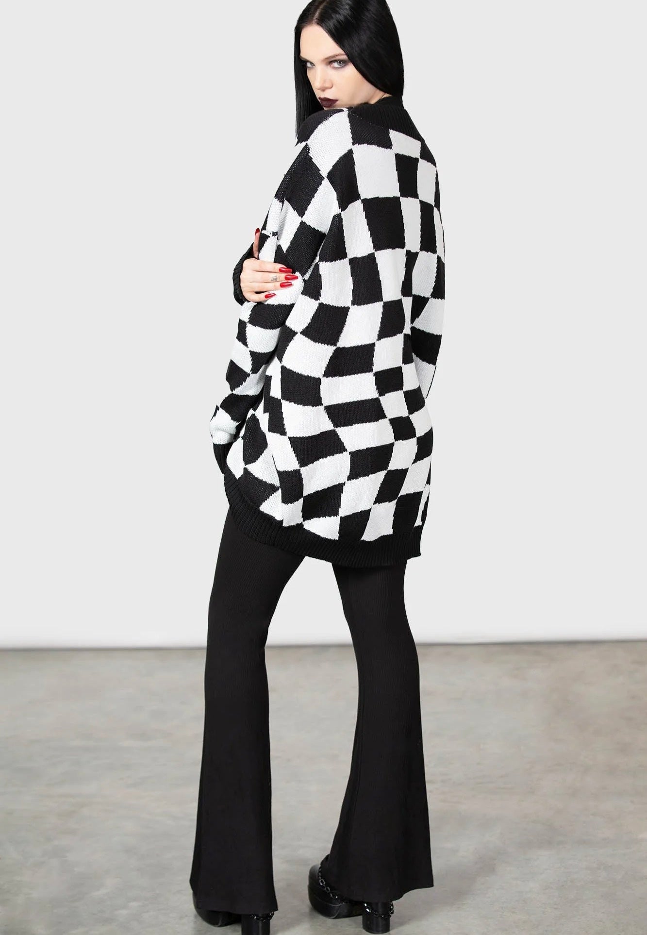 Killstar - Your Move Check Black/ White - Cardigan | Women-Image