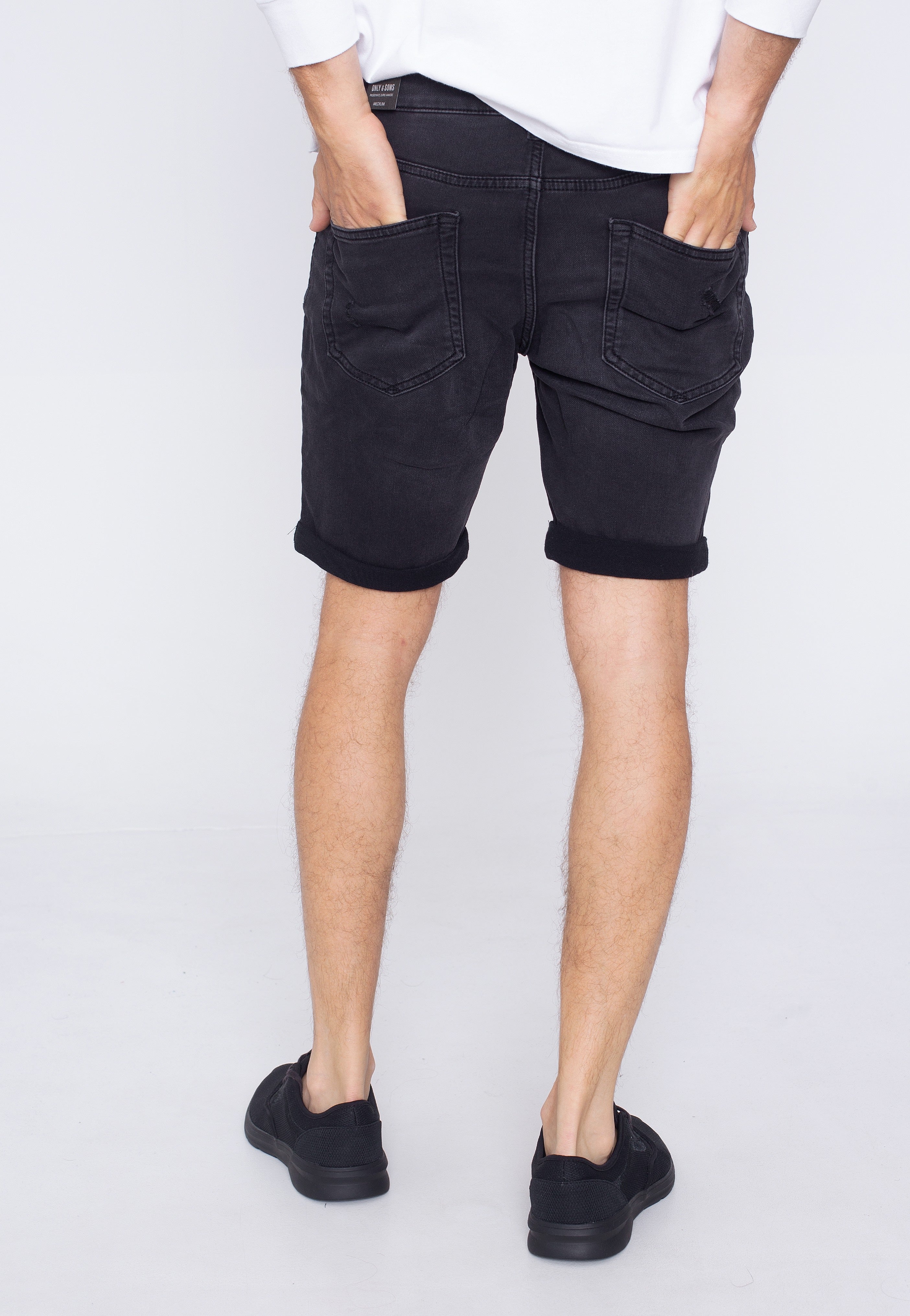 Only & Sons - Onsply Damage Jog Black Denim - Shorts