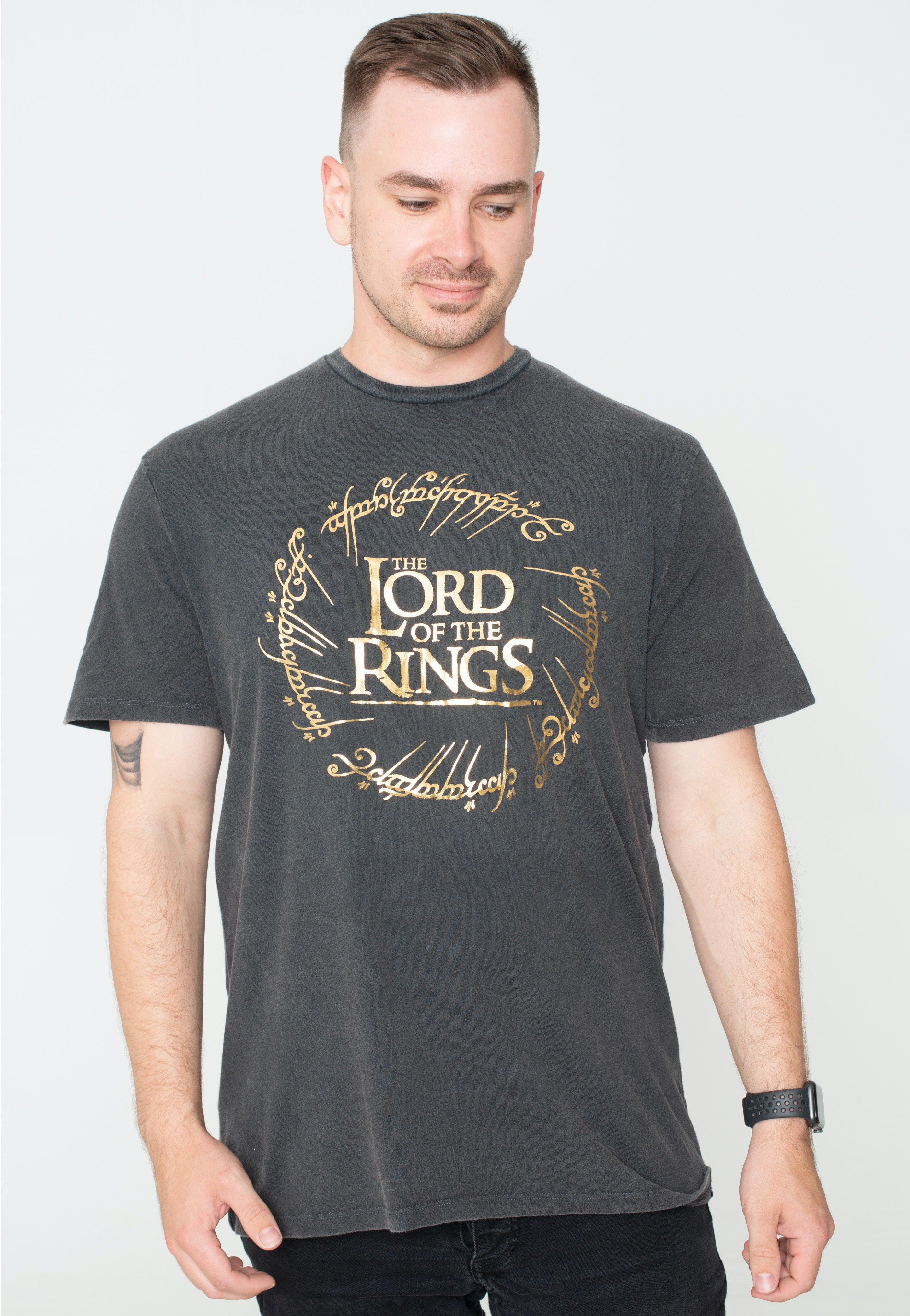 The Lord Of The Rings - Gold Foil Logo Acid Wash - T-Shirt