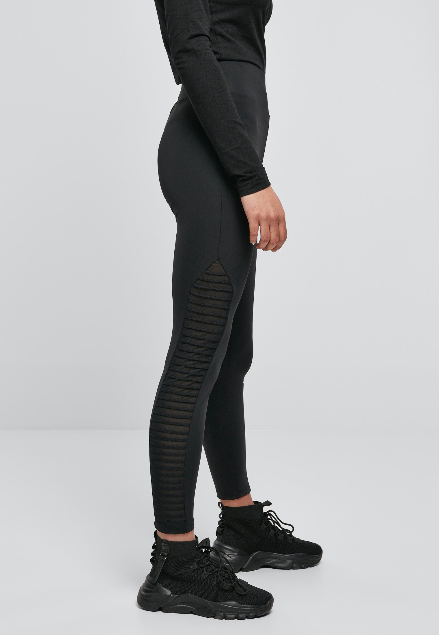 Urban Classics - Ladies Highwaist Biker Tech Mesh Black - Leggings