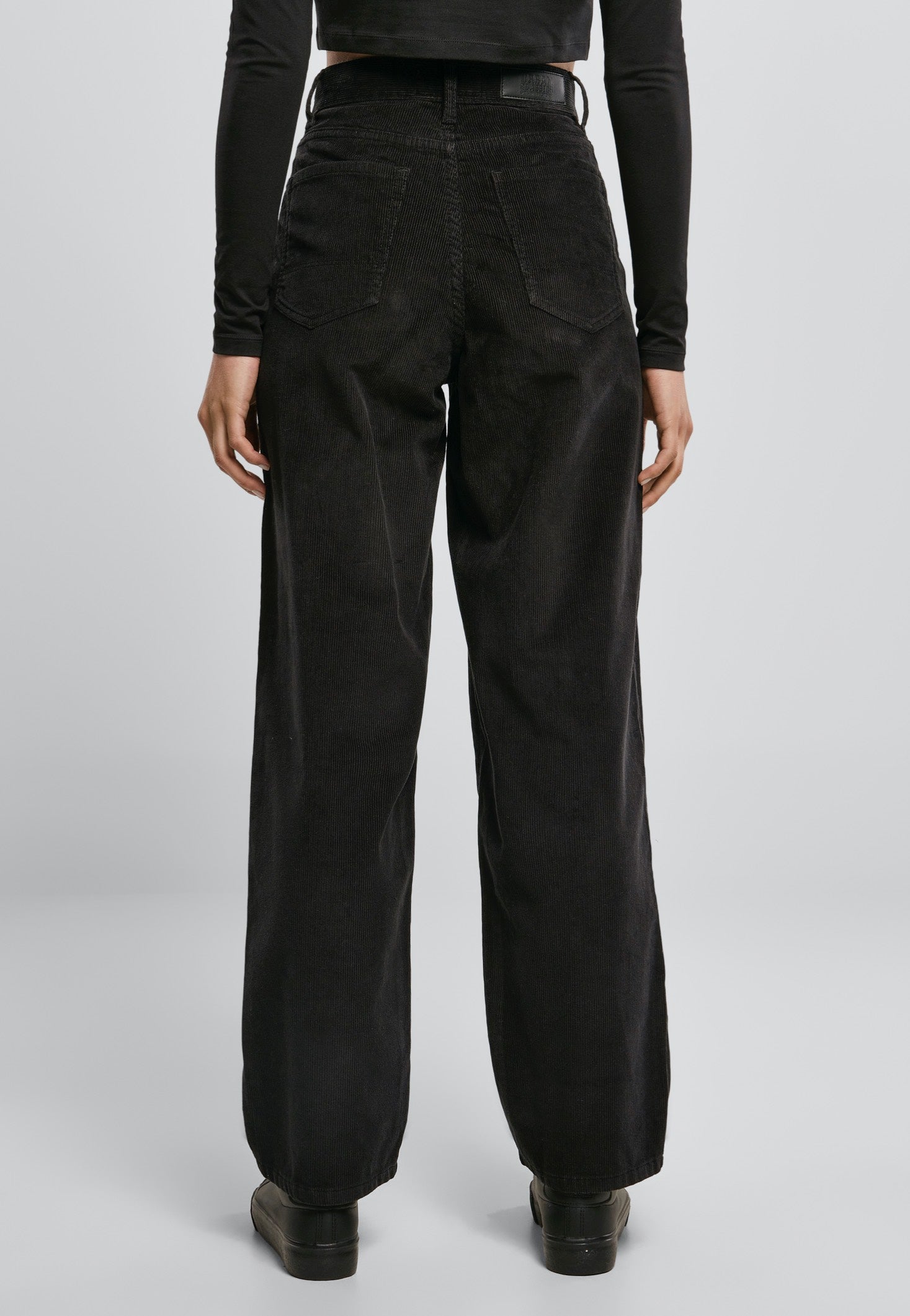 Urban Classics - High Waist 90´s Wide Leg Corduroy Black - Pants