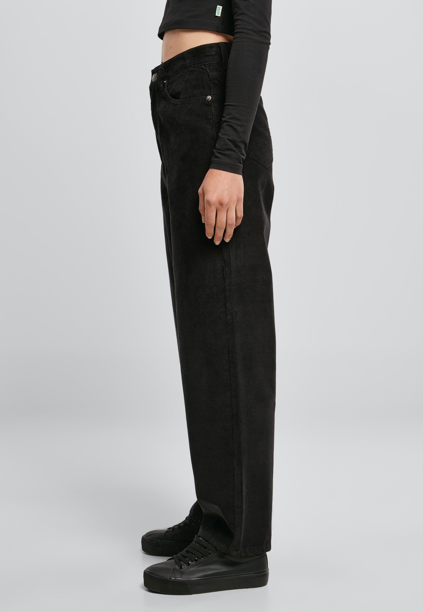 Urban Classics - High Waist 90´s Wide Leg Corduroy Black - Pants