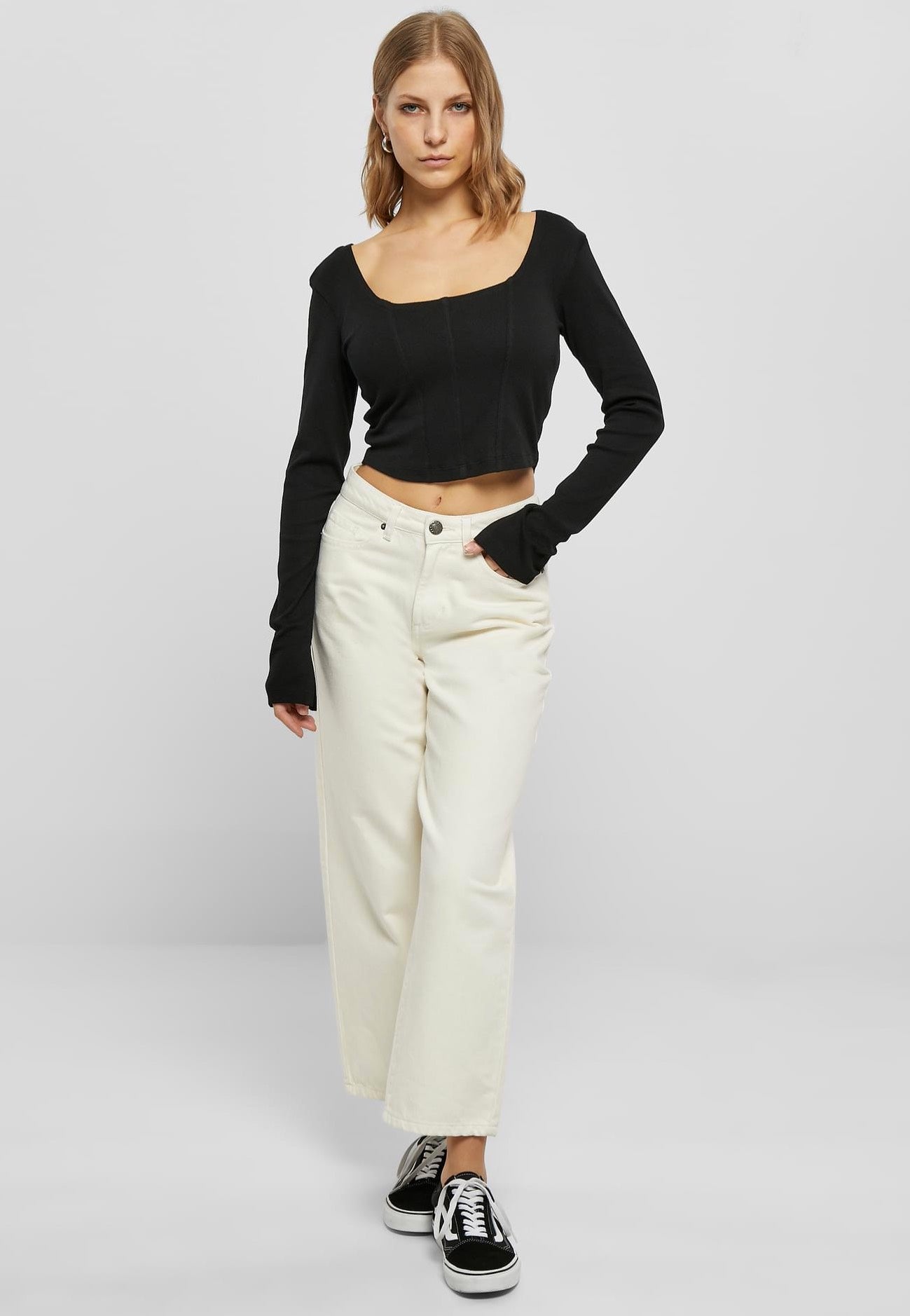 Urban Classics - Ladies Short Rib Corsage Black - Top